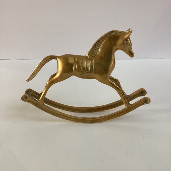 Lot Of 2 Vintage Solid Brass Rocking Horse Figurine Equestrian Home Decor MCM - Picture 4 of 10